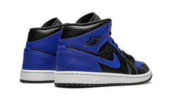 Air Jordan 1 Mid Black Royal Tumbled Leather