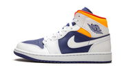 Air Jordan 1 Mid White Laser Orange Deep Royal Blue